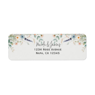 Etiqueta Aquarela Floral Flores Silvestres Casamento Primav