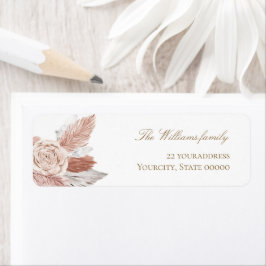 Etiqueta aquarela flores boho pampas