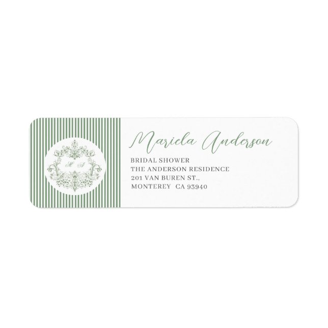 Etiqueta Aquarela Flórida verde-elegante (Frente)