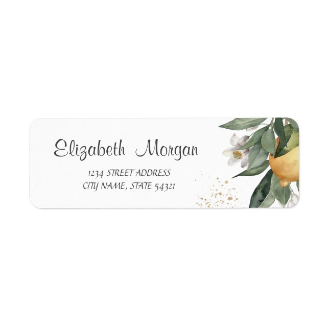 Etiqueta Aquarela Limões Cítricos em Flor (Frente)