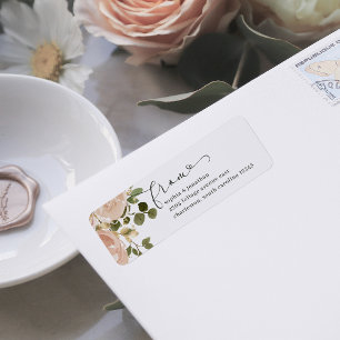 Etiqueta Aquarela Neutral Elegante e Casamento Floral Doura
