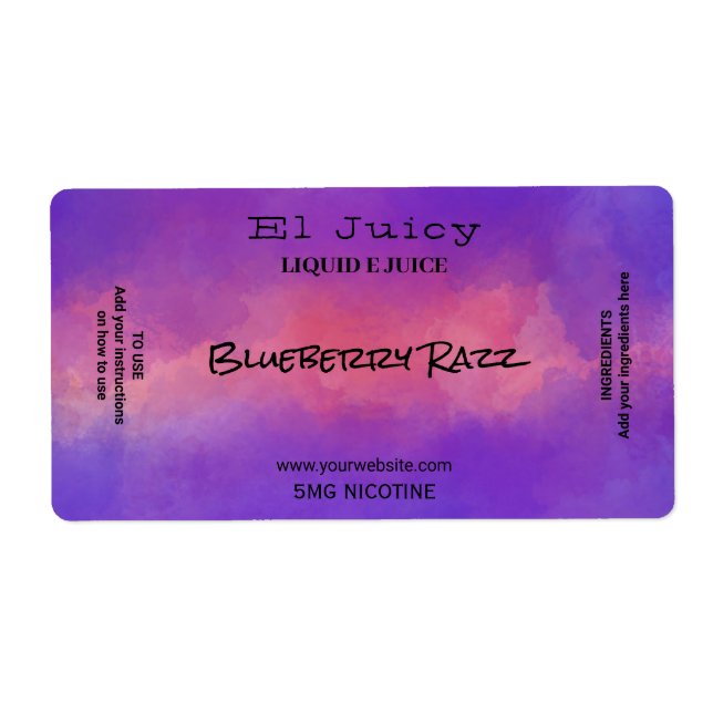 Etiqueta Aquarela Nicotina Vape E Sucos Rótulos (Frente)