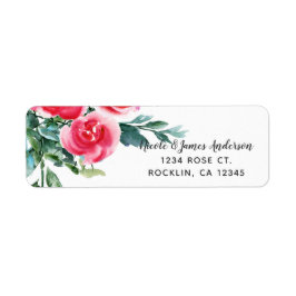 Etiqueta Aquarela Vintage Folhas Florais Vermelhas Rústicas