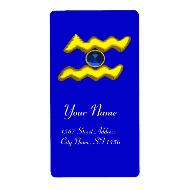 Etiqueta AQUARIUS ZODIAC ANIVERSÁRIO Blue Sapphire (Frente)