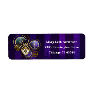 Etiqueta Aranha Steampunk no fundo roxo