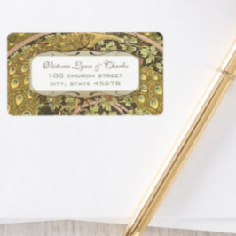 Etiqueta Arch Art Nouveau Vineyard Peacock Endereço RSVP