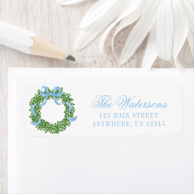 Etiqueta Arco Azul Boxwood Wreath (Insitu)