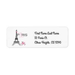 Etiqueta Arco do triunfo de laço rosa Paris França Poodle C