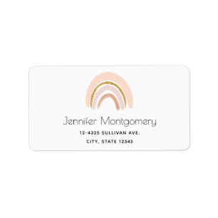 Etiqueta Arco-Íris Elegante rosa e Dourado Boho
