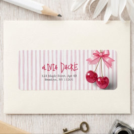Etiqueta Arco Rosa Cereja Vermelho Verão Retro Chuveiro