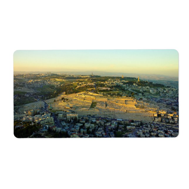 Etiqueta Ariel View do Monte de Olives Jersalem Israel (Frente)
