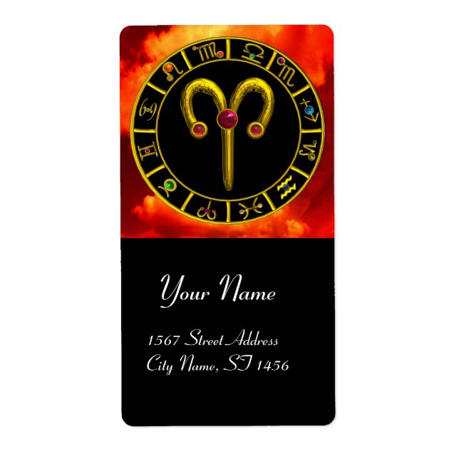 Etiqueta ARIES ZODIAC BIRTHDAY JEWEL Red Ruby Dourado (Frente)