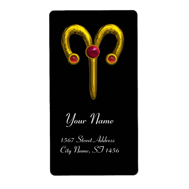 Etiqueta ARIES ZODIAC BIRTHDAY Red Ruby (Frente)