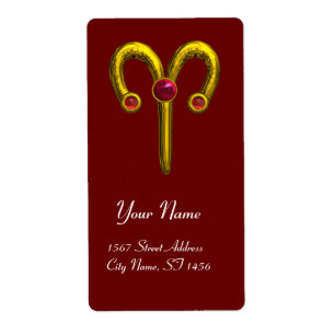 Etiqueta ARIES ZODIAC BIRTHDAY Red Ruby