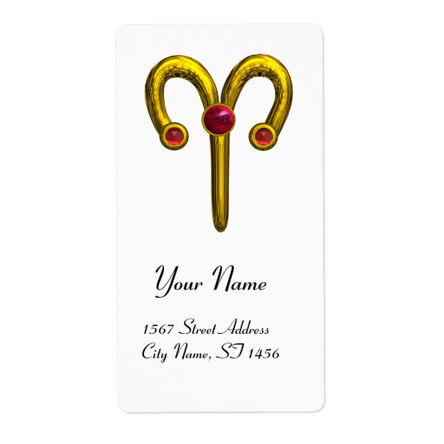 Etiqueta ARIES ZODIAC BIRTHDAY Red Ruby (Frente)