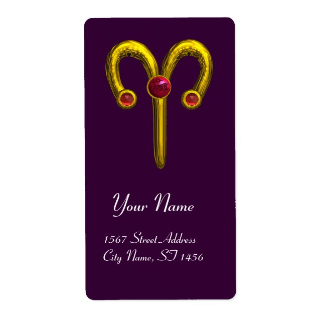 Etiqueta ARIES ZODIAC BIRTHDAY Red Ruby (Frente)
