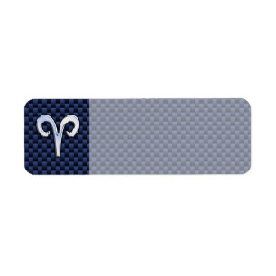 Etiqueta Aries Zodiac Sinal no Marinho Azul Fibra de Carbon