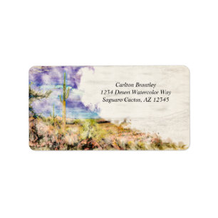 Etiqueta Arizona de Saguaro Cactus Deserto de Água Púrpur