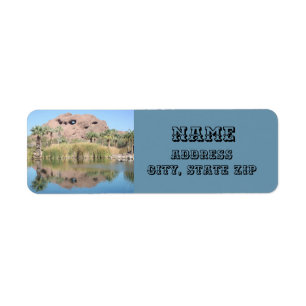Etiqueta Arizona Landmark Mountain Photo com lago