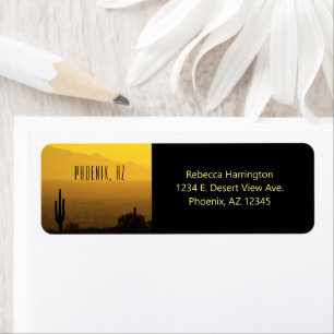 Etiqueta Arizona Phoenix amarelo âmbar sunset Cactus