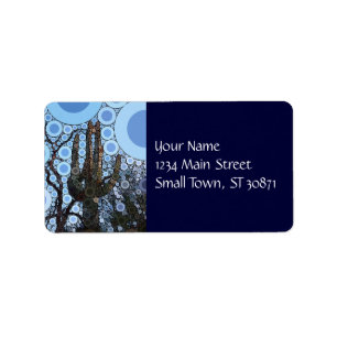 Etiqueta Arizona Saguaro Cactus Concentric Circle Mosaic