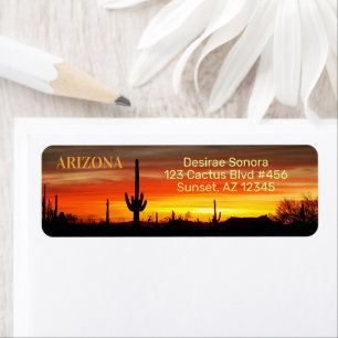 Etiqueta Arizona Sunset / Saguaro Cactus / Laranja & Amarel