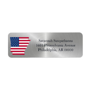 Etiqueta Arkansas Silver American Flag Patriotic