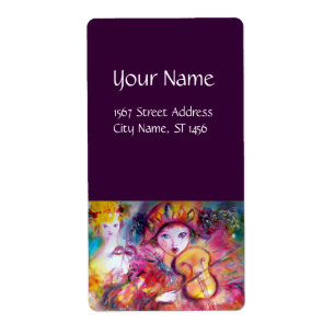 Etiqueta ARLECCHINO E COLOMBINA cor-de-rosa vermelha, amare