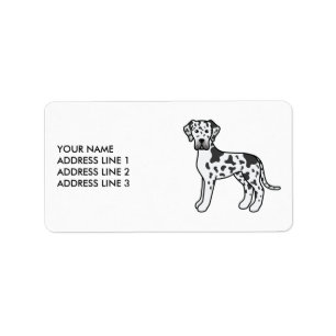 Etiqueta Arlequin - Grande Dane Cute Cartoon Cão e Texto