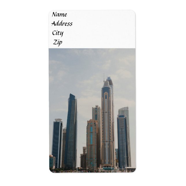 Etiqueta Arquitetura de Dubai Marina (Frente)