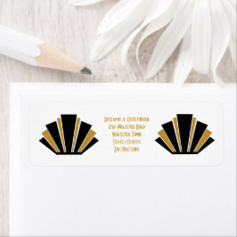 Etiqueta Art Deco Design Black E Dourado Convite Para Casam