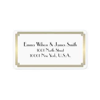 Etiqueta Art Deco Dourado White Address Labels
