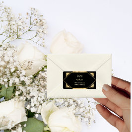 Etiqueta Art Deco Glam Casamento vintage Endereço de Retorn