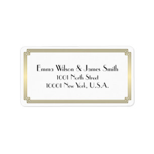 Etiqueta Art Deco Gold White Address Labels