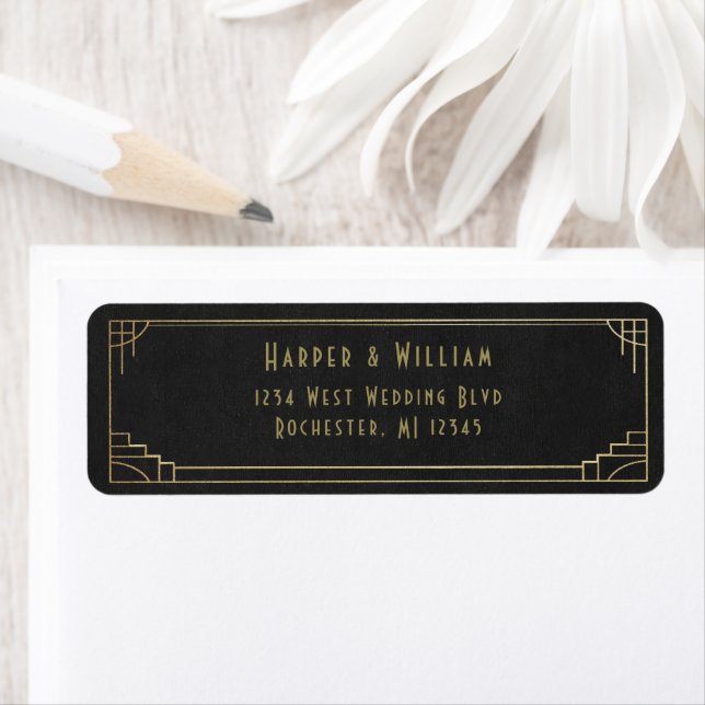 Etiqueta art déco preto e dourado (Insitu)