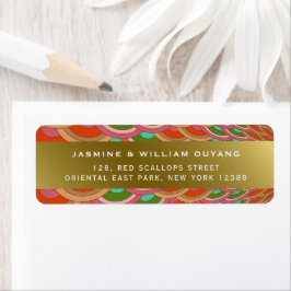 Etiqueta Art Deco Vintage Scallop Van Endereço Caseiro Asiá