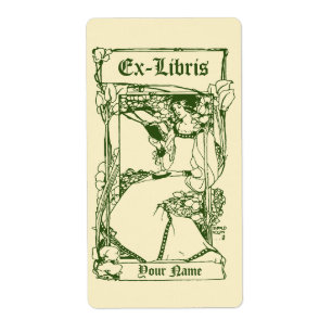 Etiqueta Art Nouveau Era Victoriana Ex Libris Lady Modelo