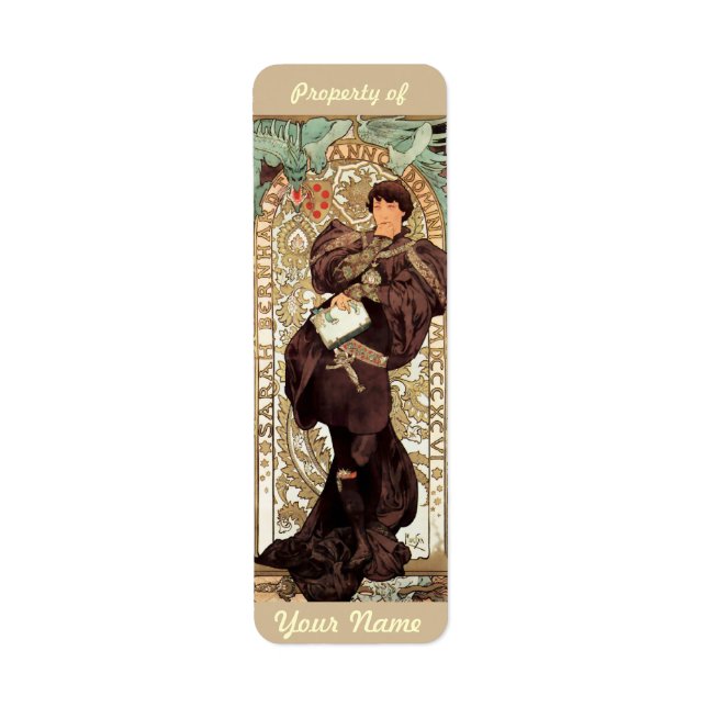 Etiqueta Art Nouveau Ex Libris Bookplate (Frente)