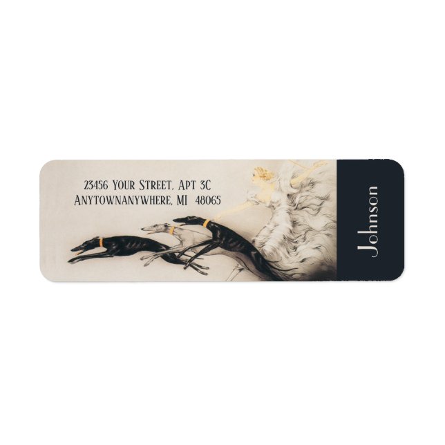 Etiqueta Art Nouveau Mulher Greyhounds Louis Icart (Frente)