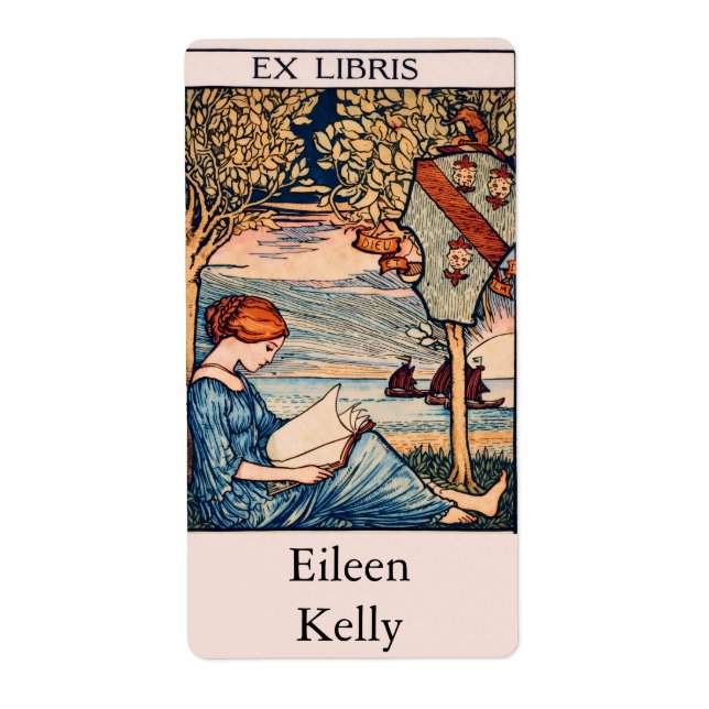 Etiqueta Art Nouveau Reading Woman (Frente)