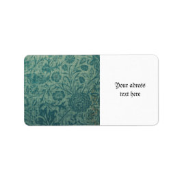 Etiqueta art Nouveau,teal,estilo William Morris, floral,chi
