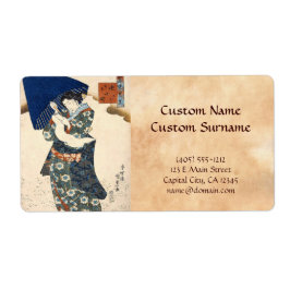 Etiqueta Arte clássico japonês ukiyo-e gueixa com guarda-ch