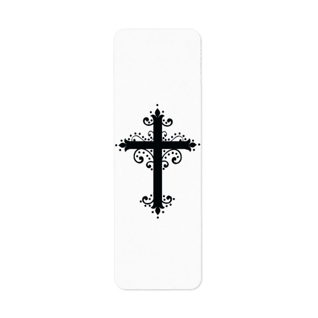 Etiqueta Arte de Cruz Talhada Ornamentada Premium (Frente)