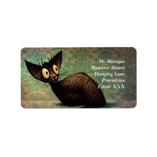 Etiqueta Arte de Gato Negra Negra E Cachorro Personalizada