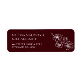Etiqueta Arte de Linha Floral Burgundy Intenso 