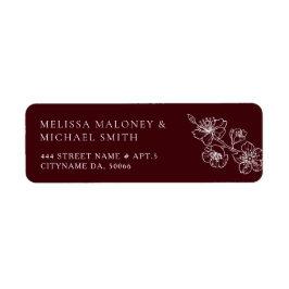 Etiqueta Arte de Linha Floral Burgundy Intenso