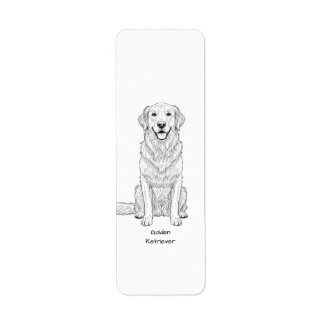 Etiqueta Arte de Linha Minimalista de Cachorro Golden Retri