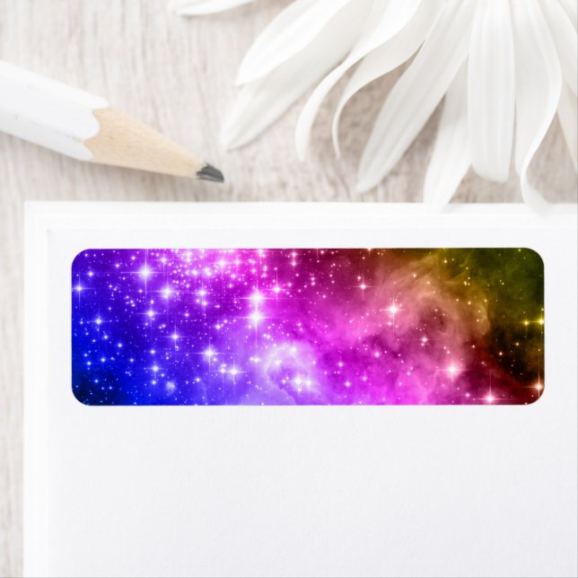 Etiqueta Arte Digital Celestial Estrelas Arco-Íris (Insitu)