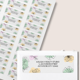 Etiqueta Arte Dourada verde-florante minimalista rosa e ros