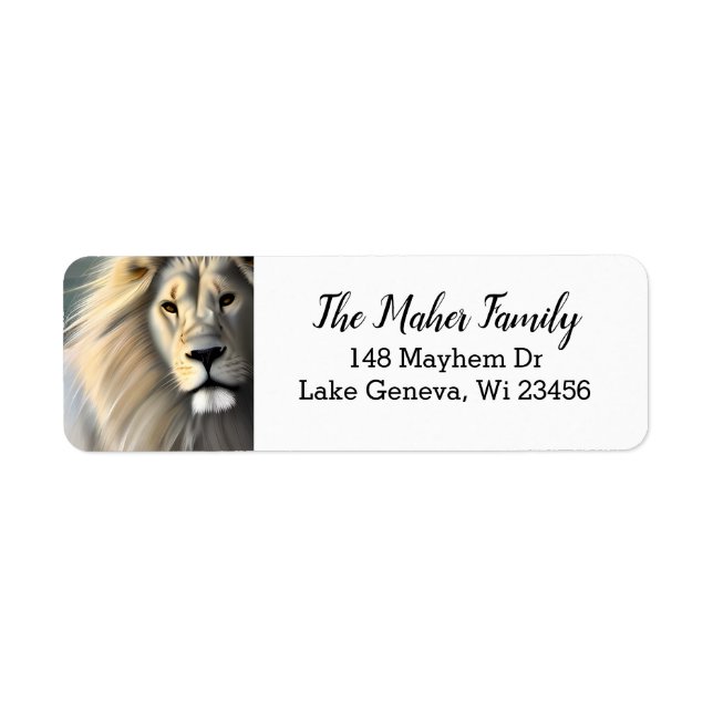 Etiqueta Arte Eetérea do Leão Majestoso Branco (Frente)